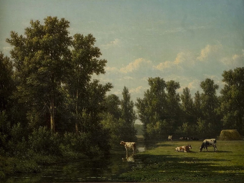 1820-Jacob Jan van der Maaten - Mucche in un paesaggio - Museo Elburg, Paesi Bassi